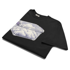 Cloud Storage — Graphic T-Shirt on Black Comfort Colors 1717 — folded front view