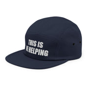 This Is Me Helping Embroidered Cap, Navy, left front view; official Printful mockup