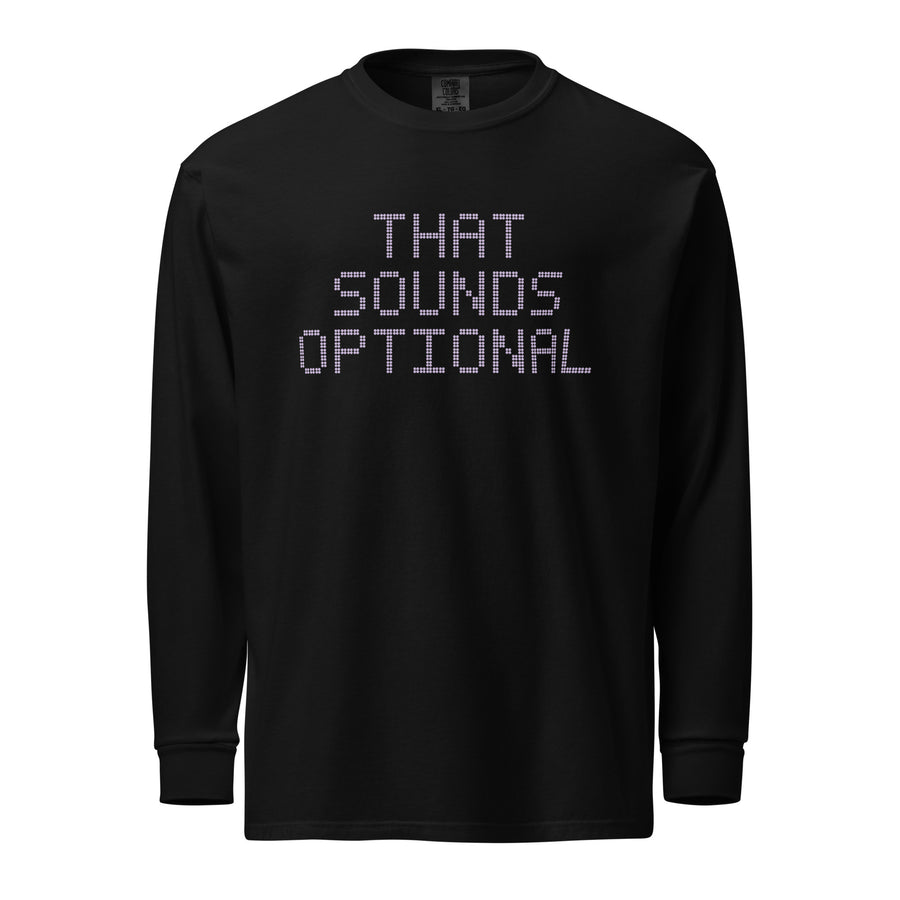 That Sounds Optional Heavyweight Long Sleeve, Black, front product view 1