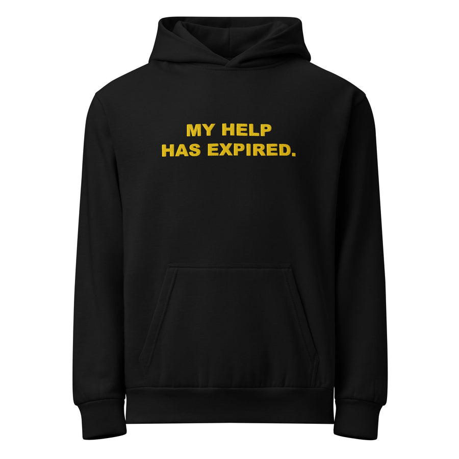 My Help Has Expired. — black embroidered hoodie included in the matching set