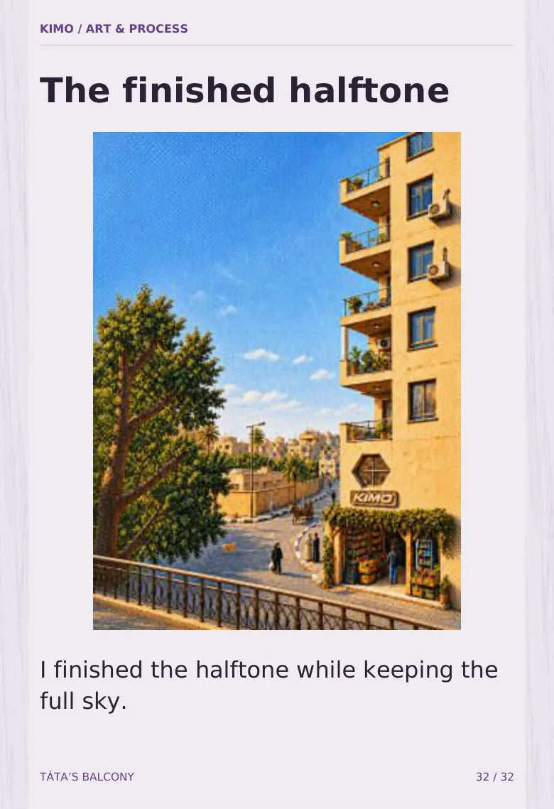 Táta’s Balcony process book — page 32 of 32