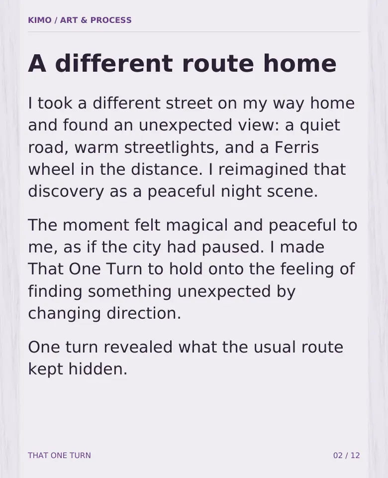 That One Turn process book — page 2 of 12