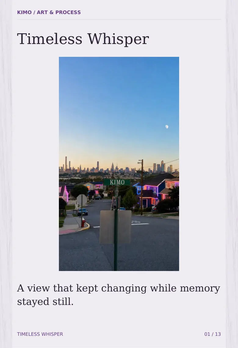 Timeless Whisper process book — cover