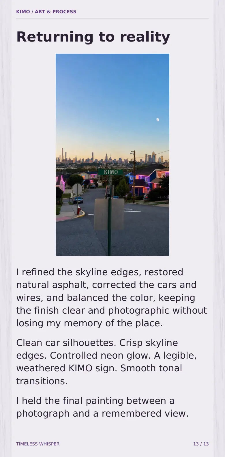 Timeless Whisper process book — page 13 of 13